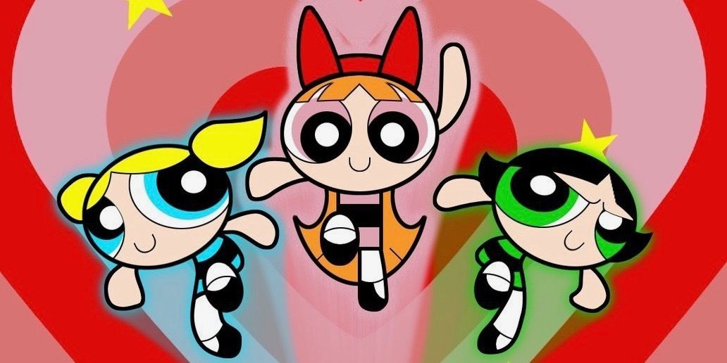 Bubbles, Blossom, and Buttercup posing together in The Powerpuff Girls