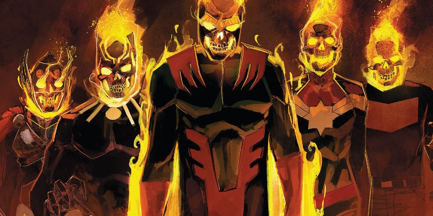 A group of Ghost Riders as seein in Marvel comics