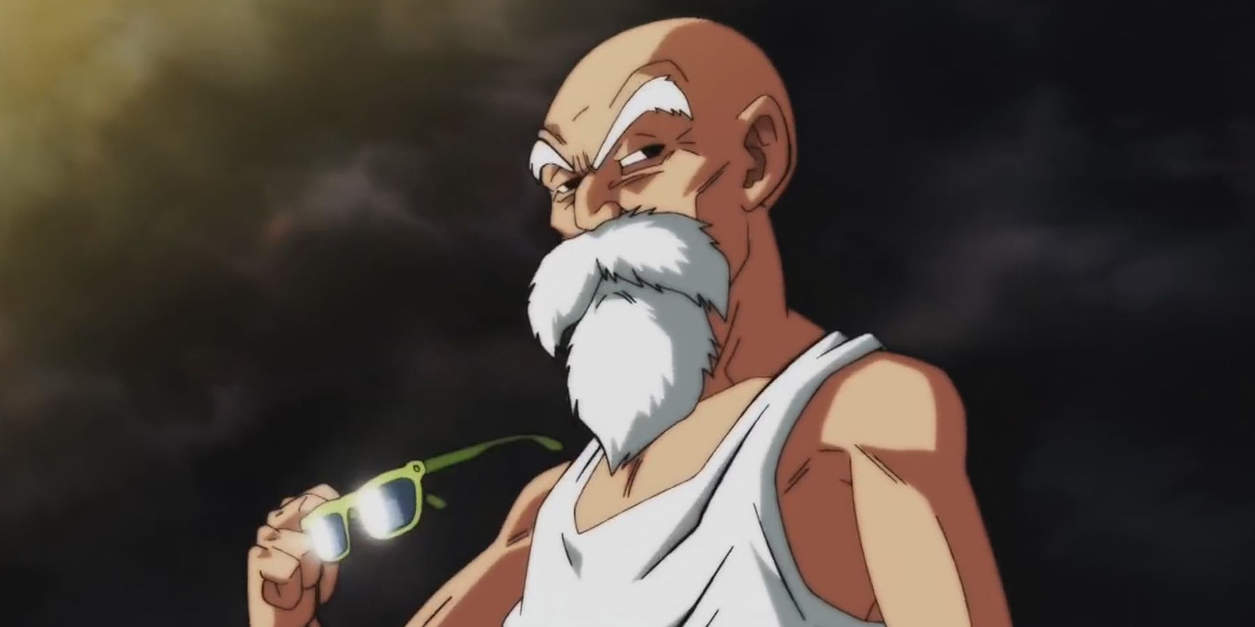 Master Roshi ready to battle in the Tournament of Power in Dragon Ball Super