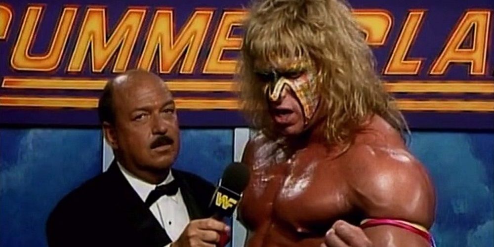 Mean Gene Okerlund and The Ultimate Warrior at SummerSlam