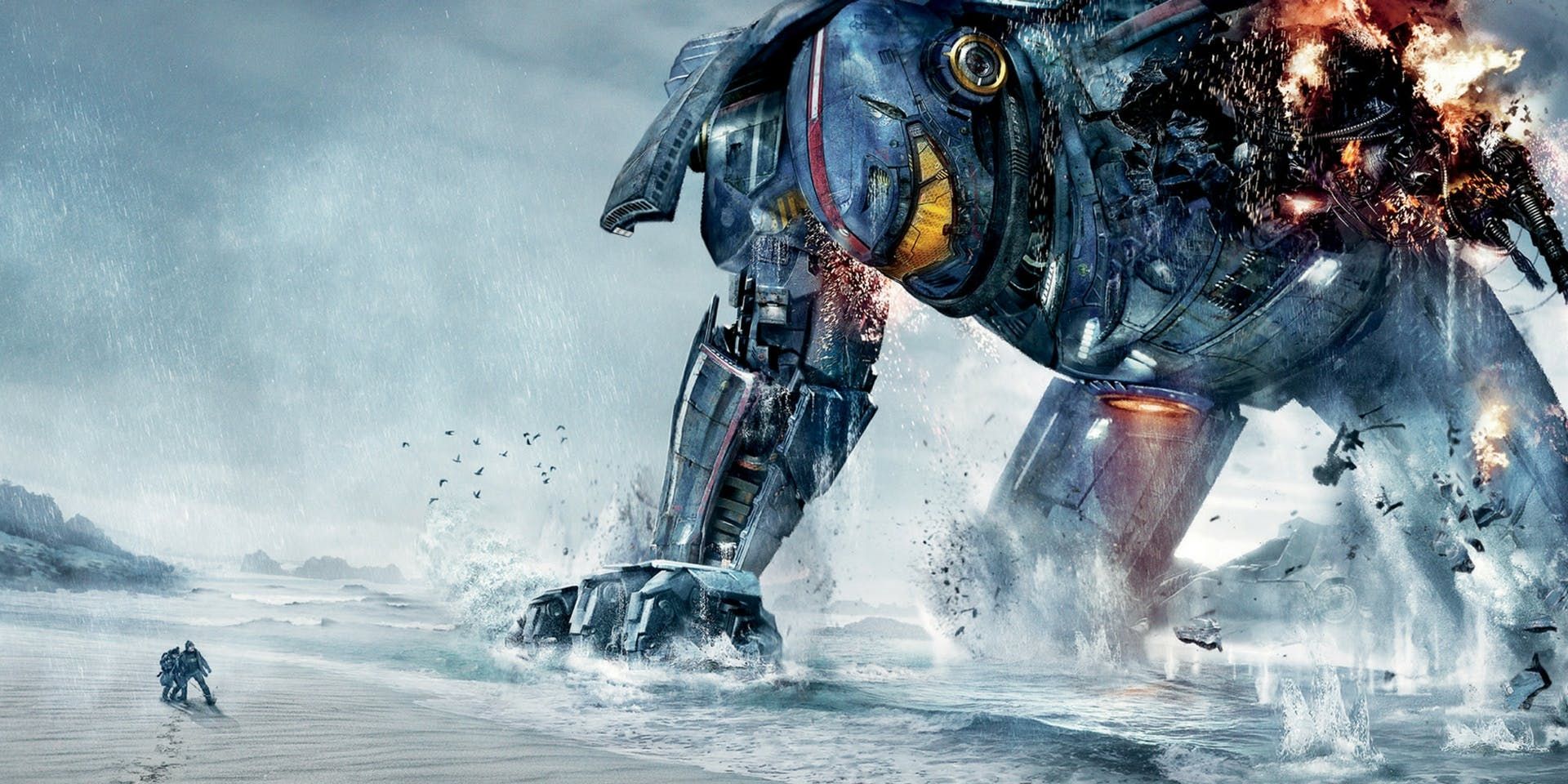 Gipsy Danger on the beach in Pacific Rim