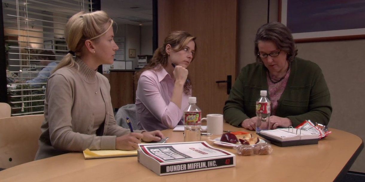Angela, Pam, and Phyllis party planning on The Office