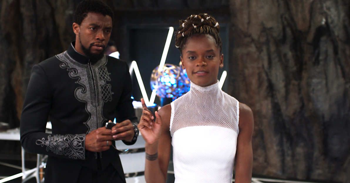 Shuri and T&rsquo;Challa talk in Black Panther