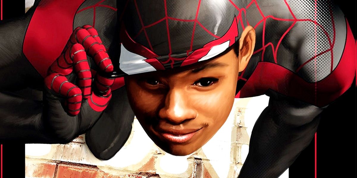 Miles Morales lifts up his mask in the comics