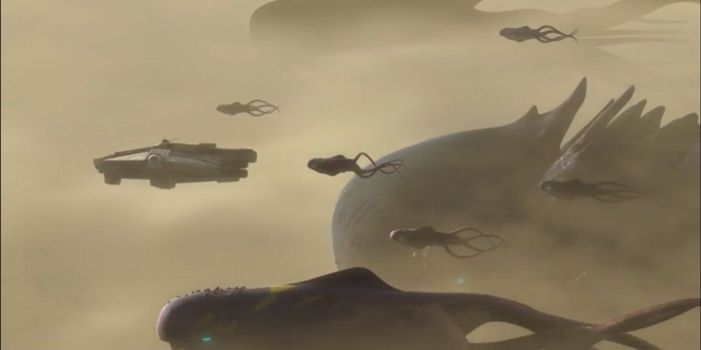 Final de la serie Star Wars Rebels Fantasma Purrgils Ballenas espaciales