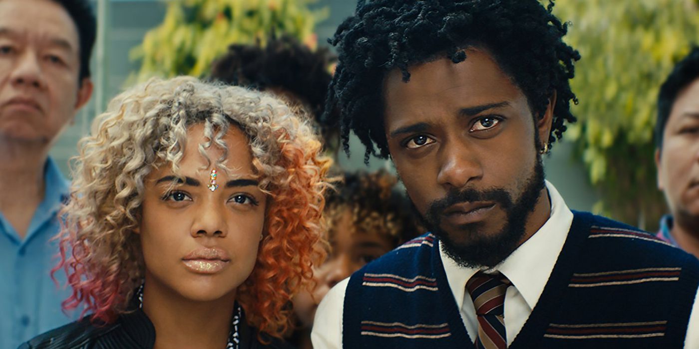 Tessa Thompson and Lakeith Stanfield in Sorry to Bother You