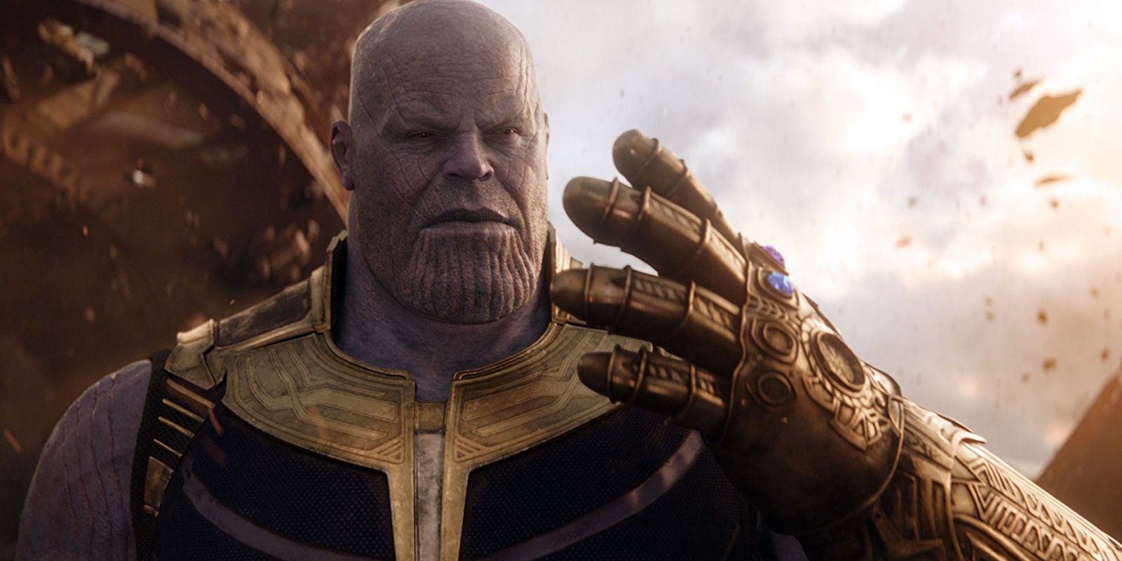 Thanos wearing the Infinity Gauntlet in Avengers Infinity War