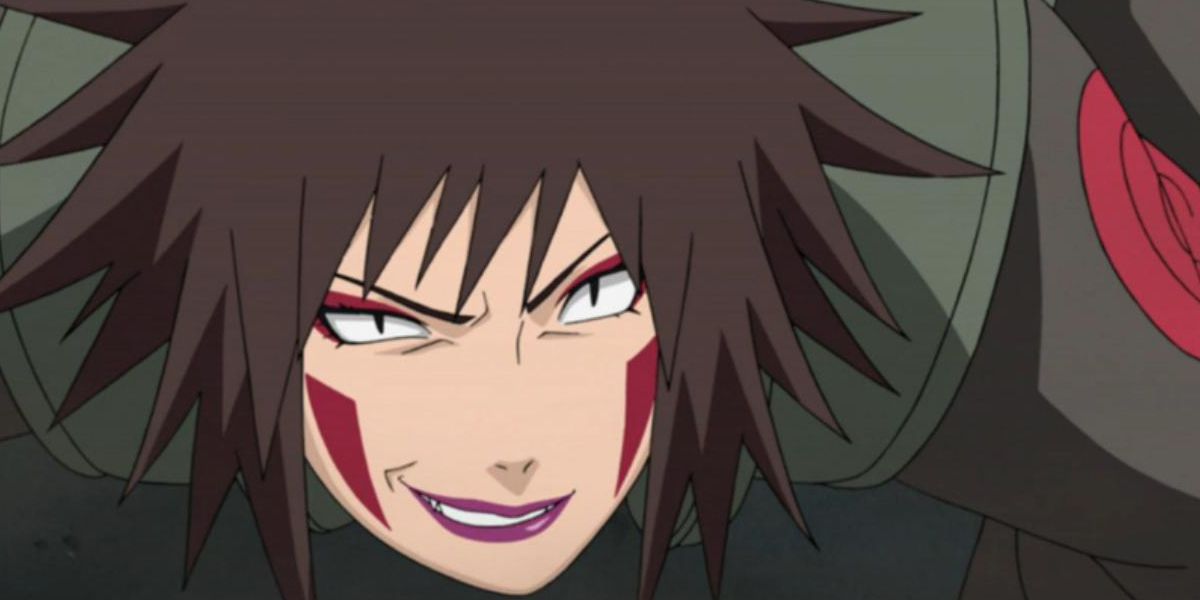 Kiba's mom Tsume Inuzuka smirks in the Naruto series