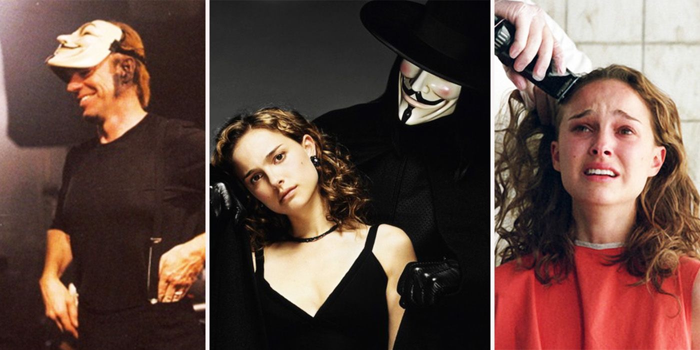 V for Vendetta, Hugo Weaving as V & Natalie Portman as Evey…