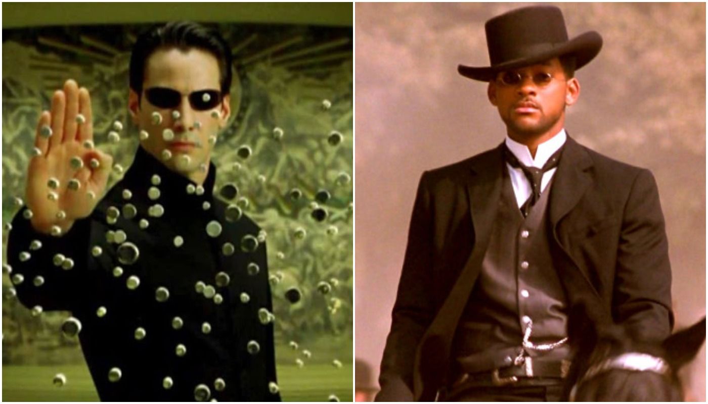 Keanu Reeves as Neo in The Matrix and Will Smith in Wild Wild West