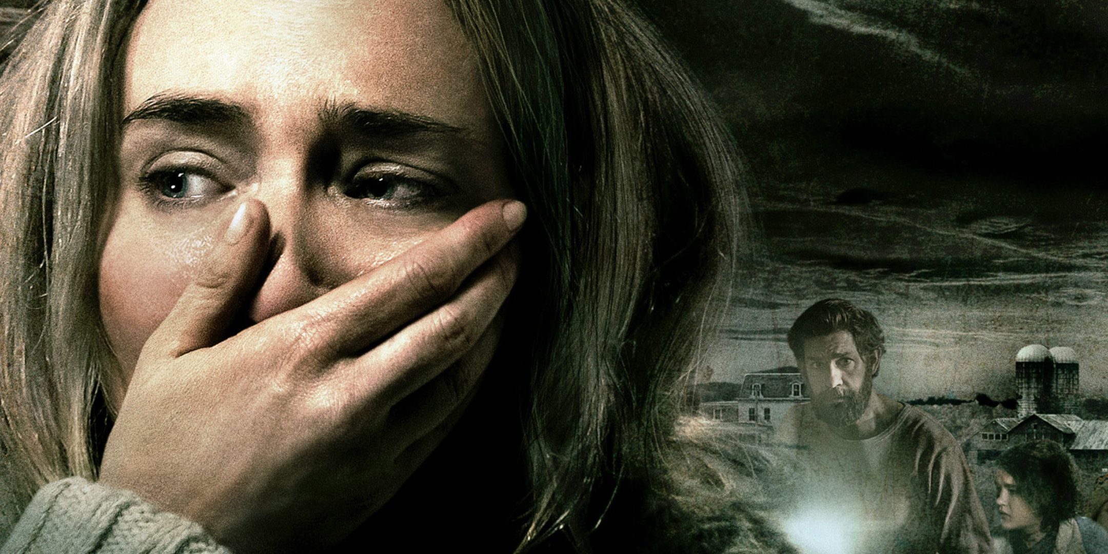 Emily Blunt looking shocked on A Quiet Place poster