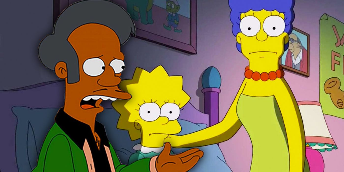 Apu Lisa and Marge in The Simpsons