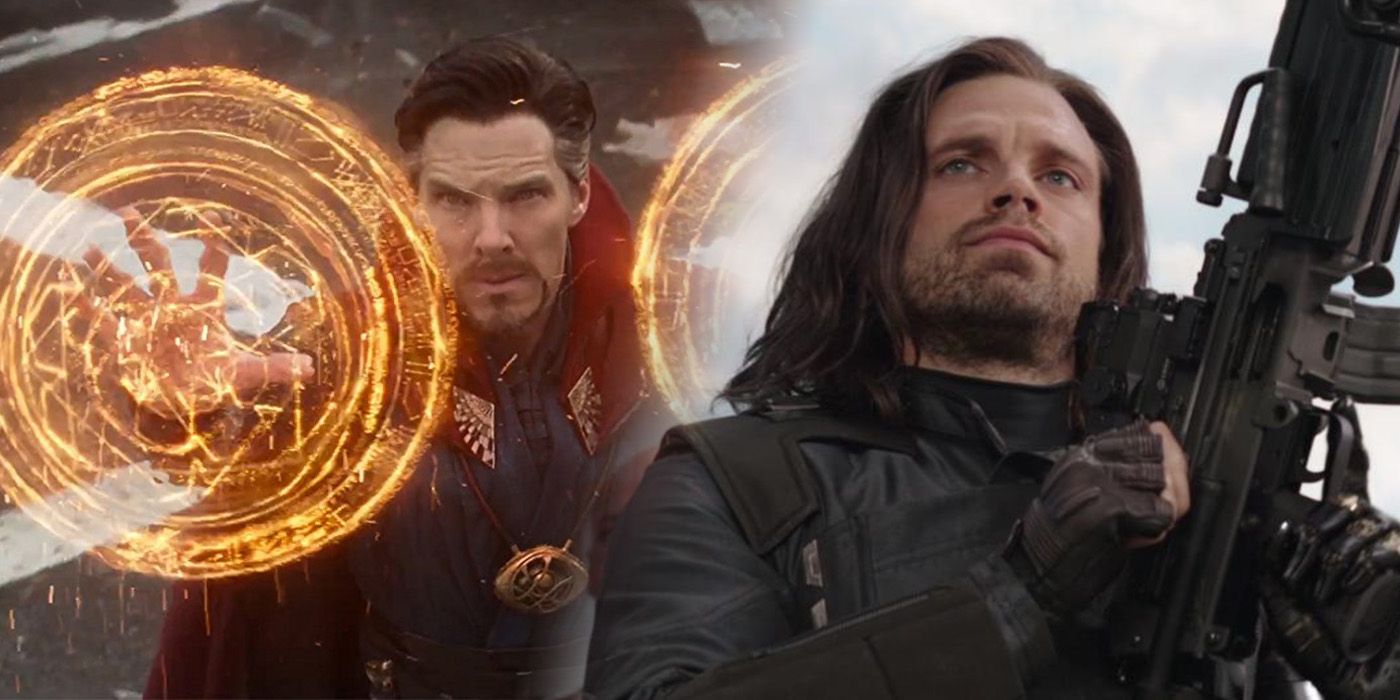 Benedict Cumberbatch as Doctor Strange and Sebastian Stan as Bucky Barnes in Avengers: Infinity War