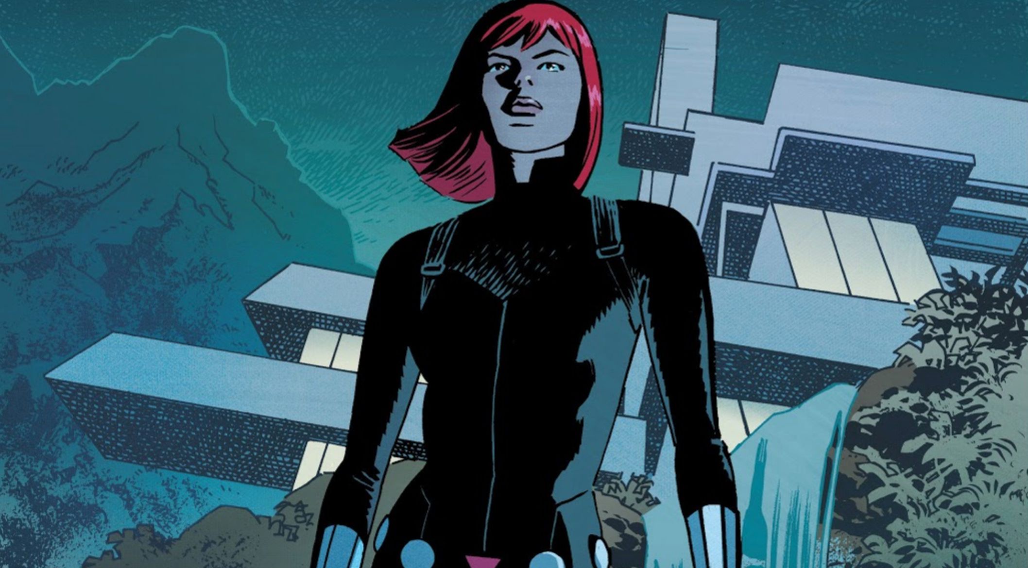 Black Widow stands in the streets in Marvel Comics