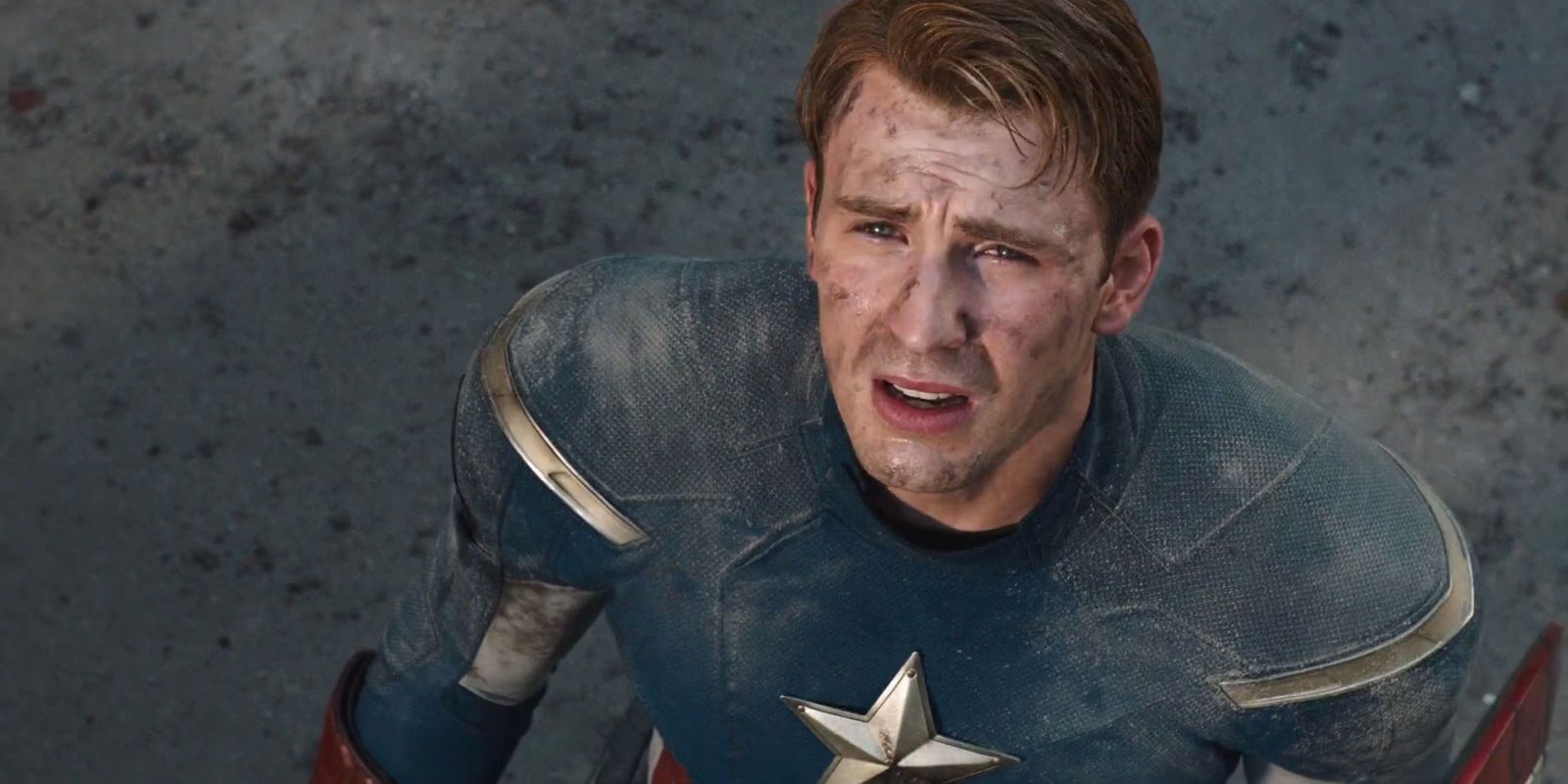 Captain America looking up in The Avengers