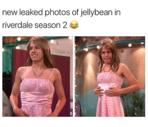 Cole Sprouse dressed as girl Jellybean Suite Life Riverdale meme