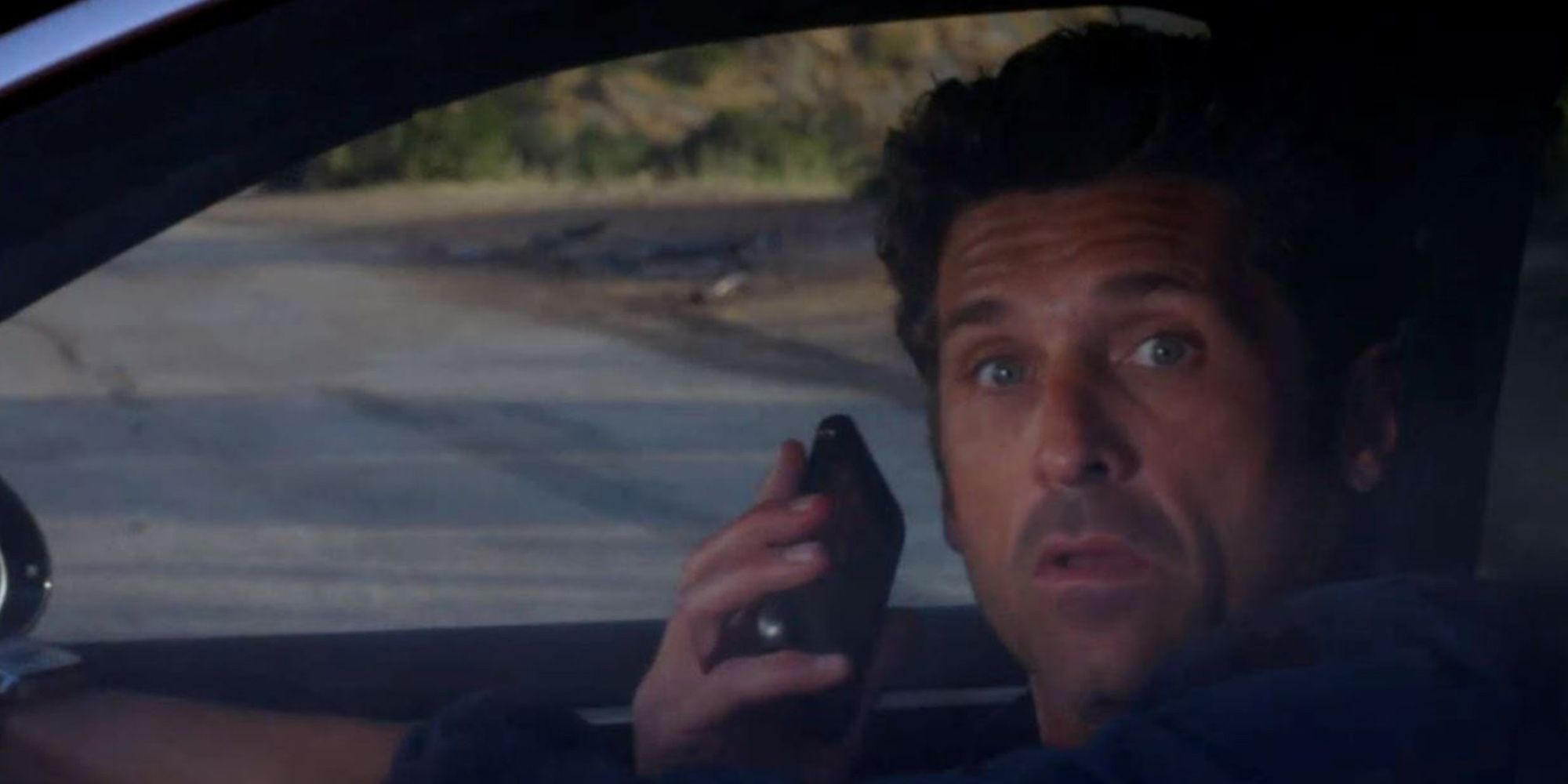 Image of Derek in his car in his death scene on Grey's Anatomy