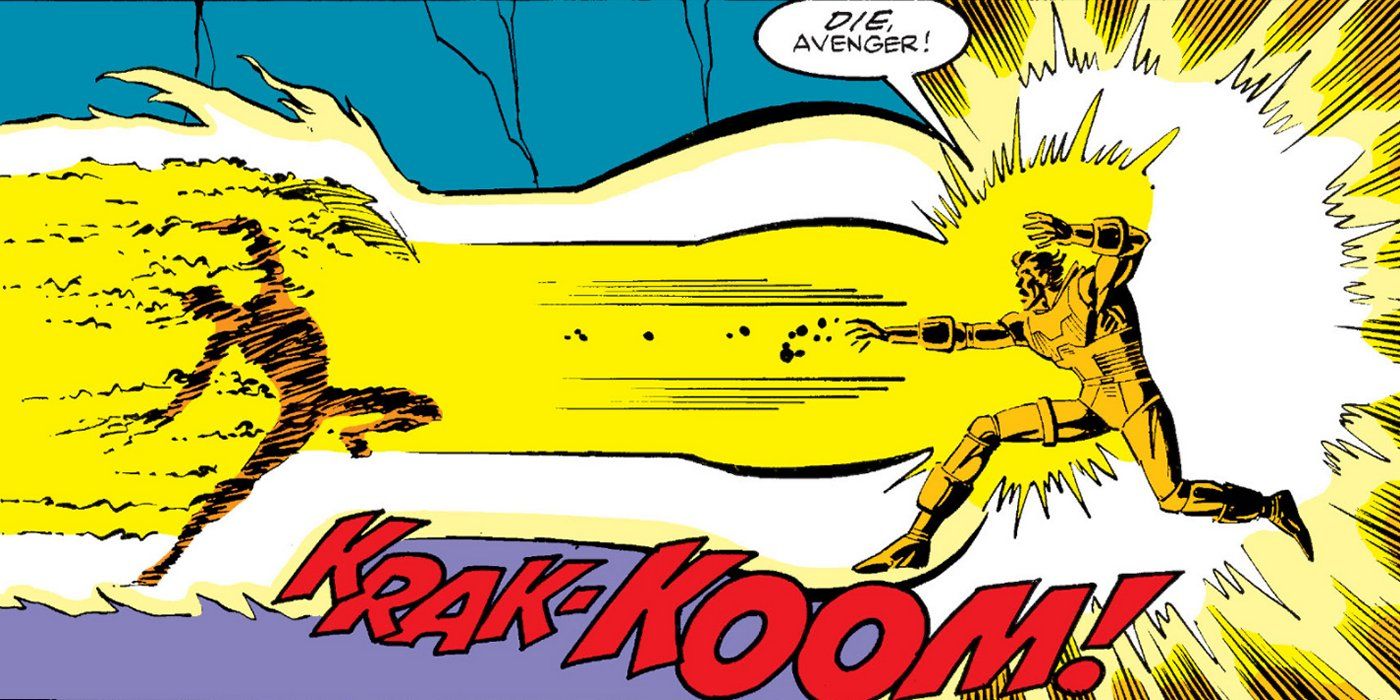 An image of Doctor Doom shooting Captain America in Secret Wars. 