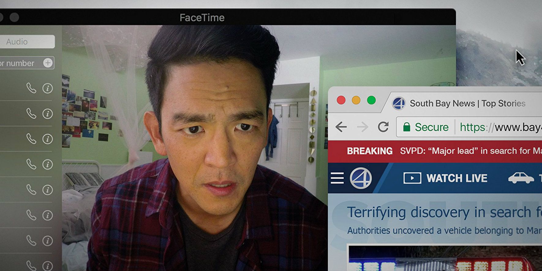 John Cho on a FaceTime screen in Searching (2018)