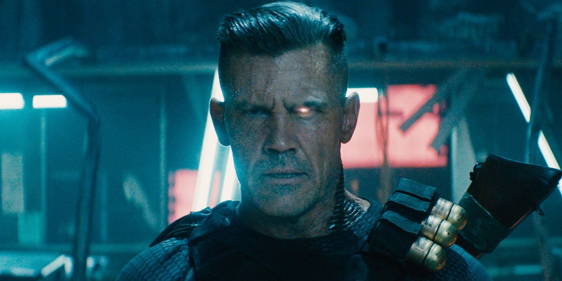 Josh Brolin as Cable with one aye in Deadpool 2