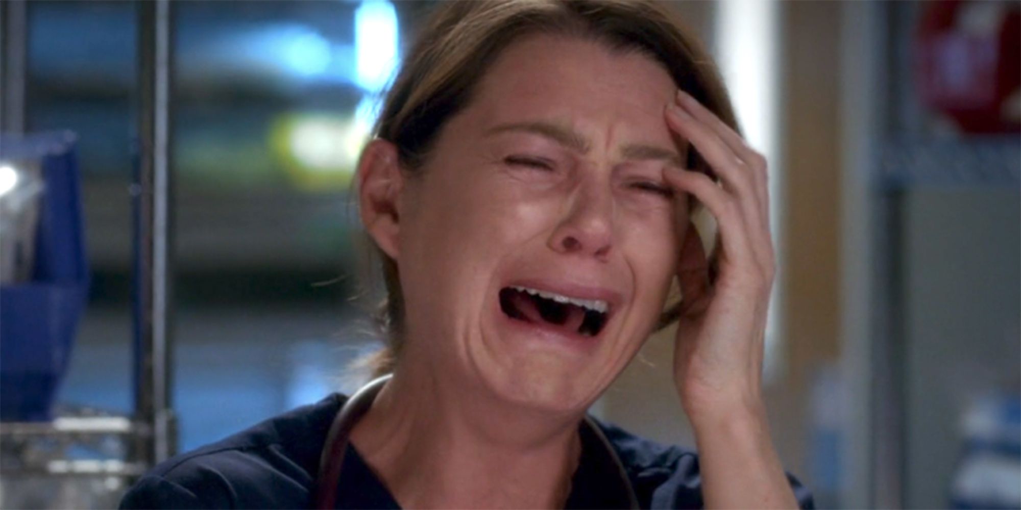 Meredith cries in Grey's Anatomy