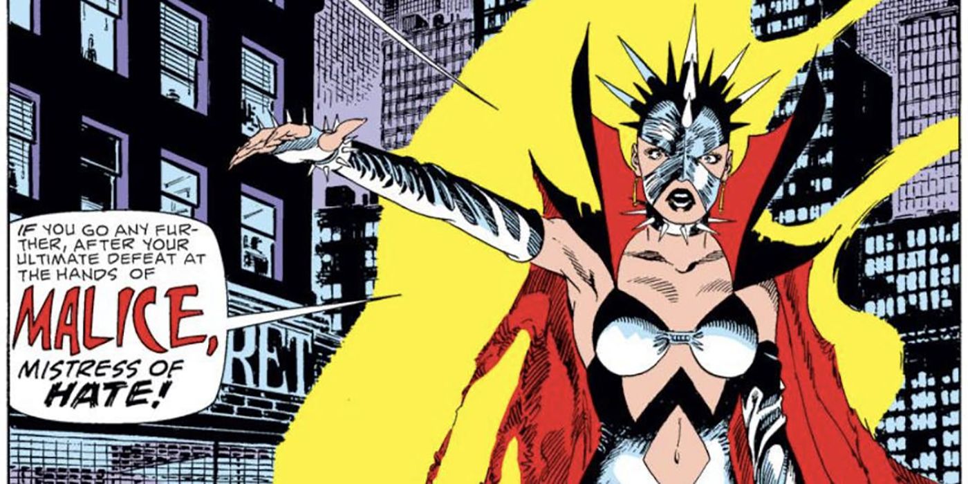 Malice Sue Storm attacks in Marvel Comics.