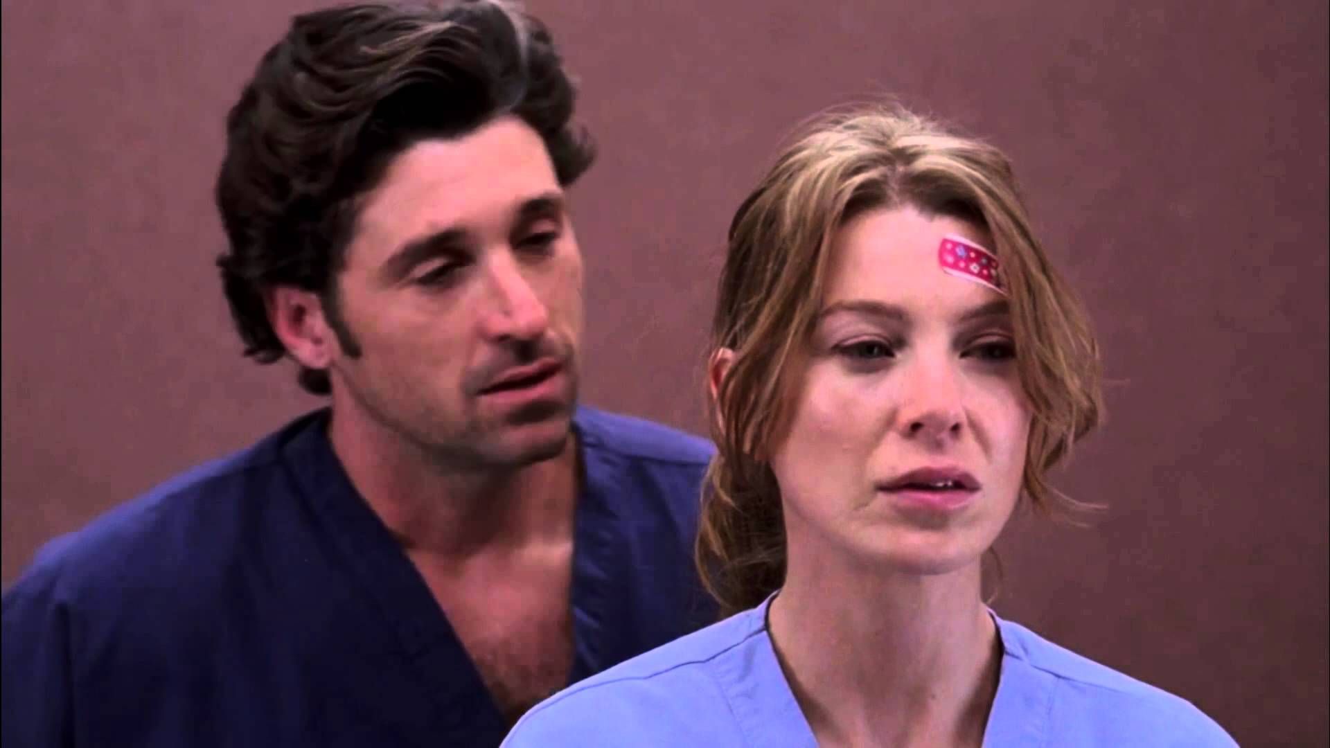 Meredith Grey and Derek Shepherd Greys Anatomy in an elevator