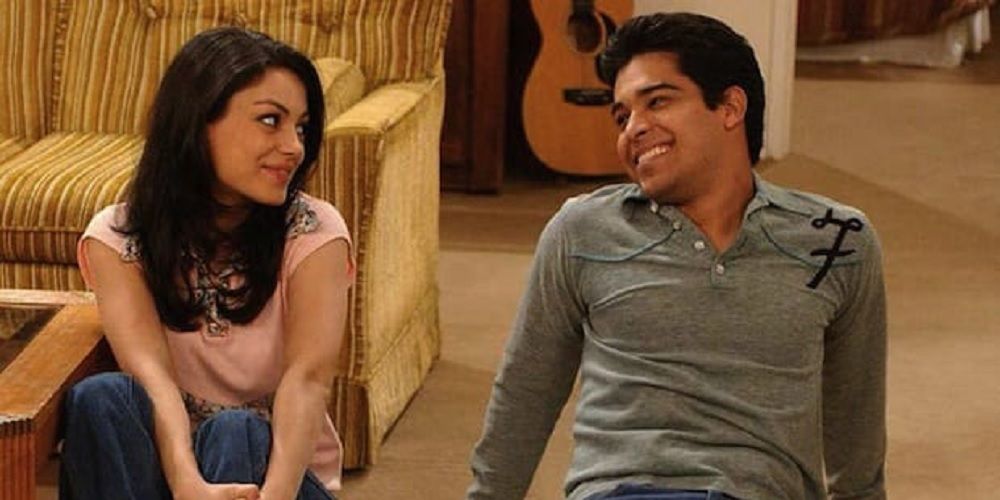 Mila Kunis and Wilmer Valderrama as Jackie Burkhardt and Fez in That 70s Show