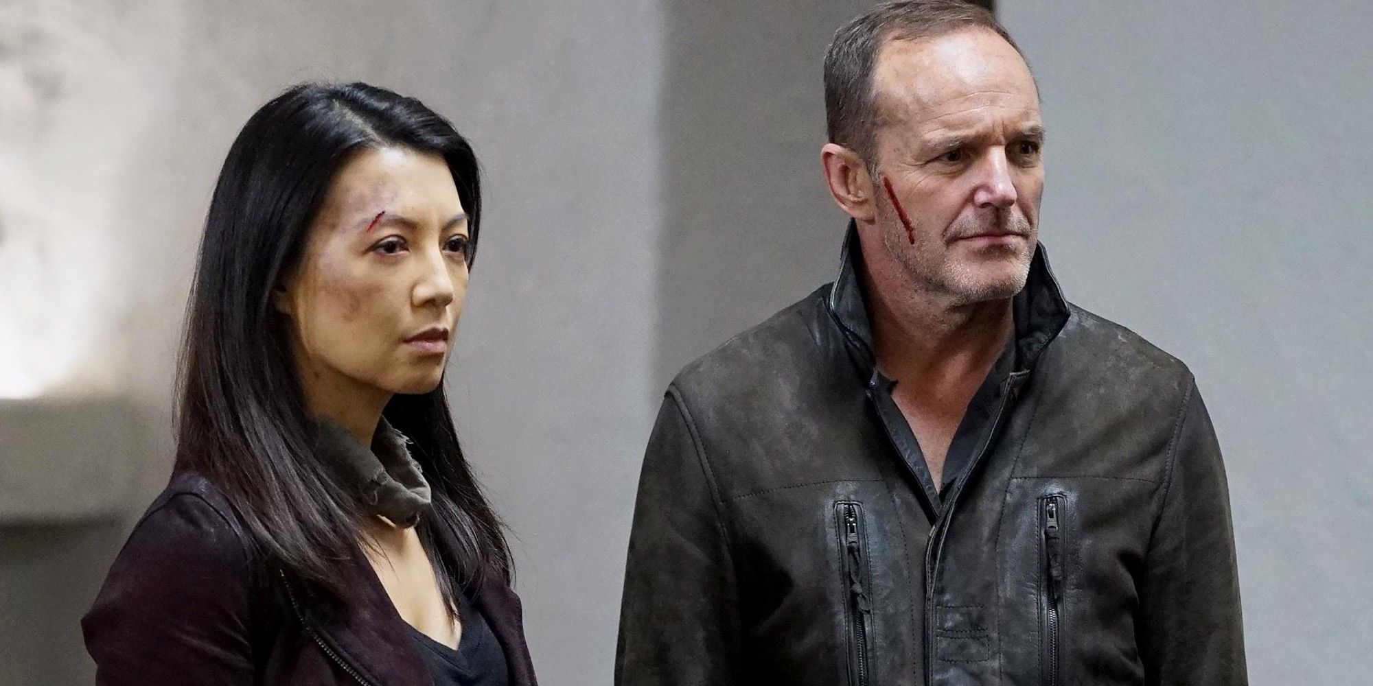Ming Na Wen as Melinda May and Clark Gregg as Phil Coulson in Agents of Shield