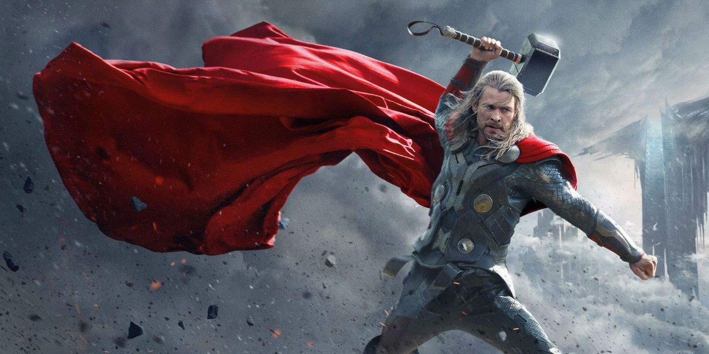 Thor wielding Mjolnir in 2011's Thor.