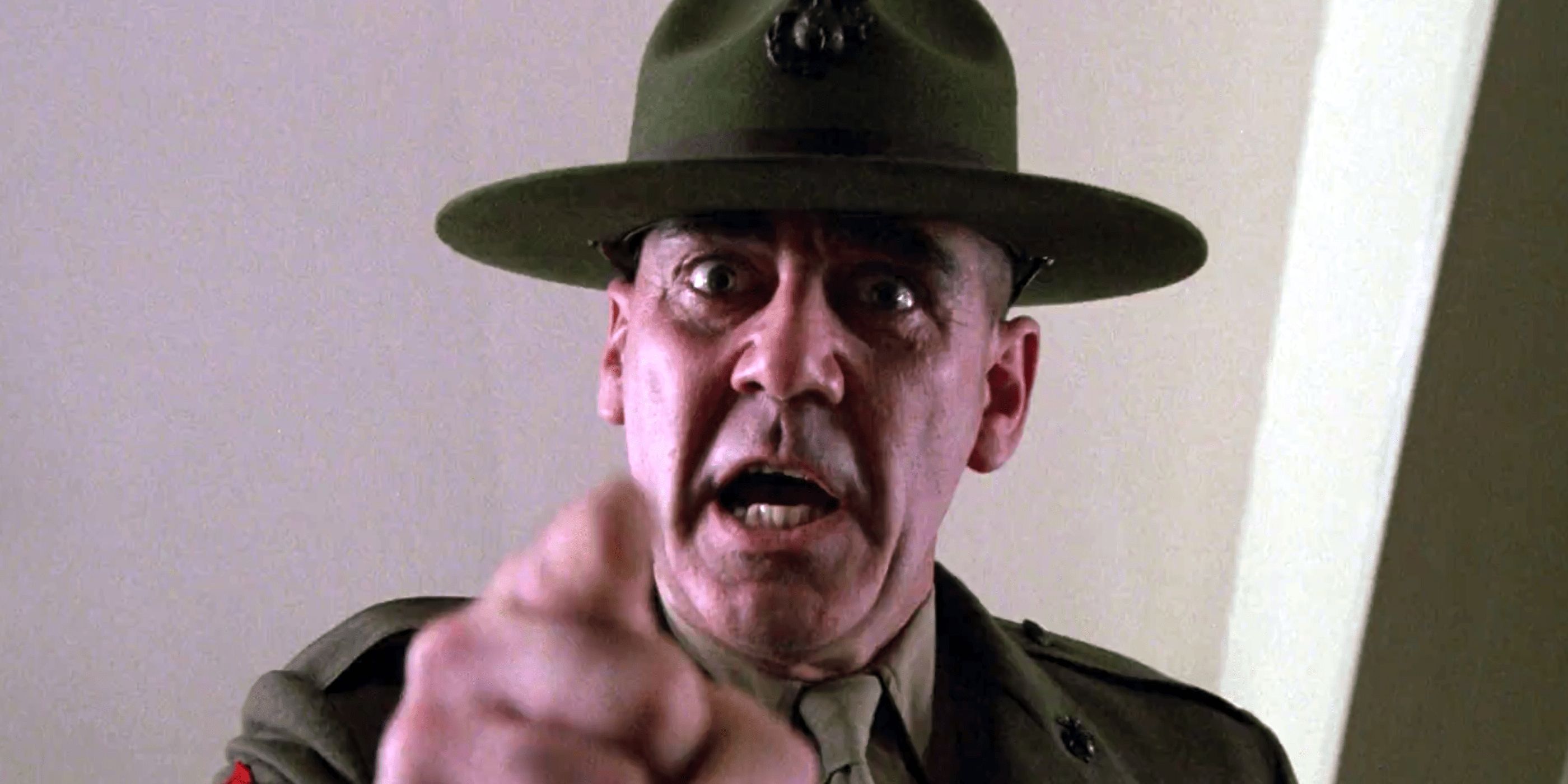 R Lee Ermey yelling at the camera in Full Metal Jacket