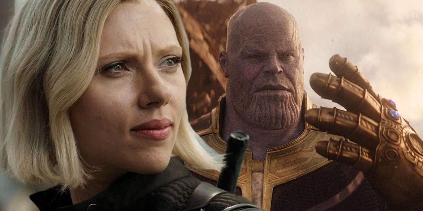 Scarlett Johansson as Black Widow and Josh Brolin as Thanos in Avengers infinity War
