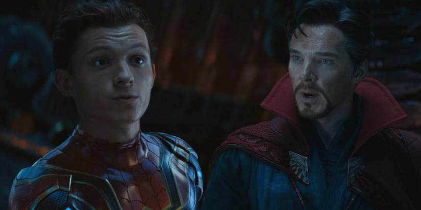 Spider-Man and Doctor Strange in Avengers: Infinity War.