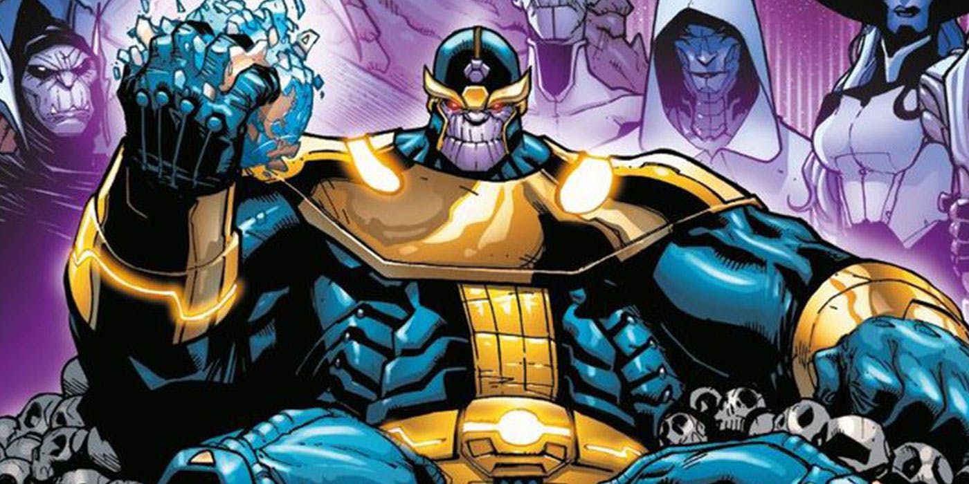 Thanos sitting in his throne
