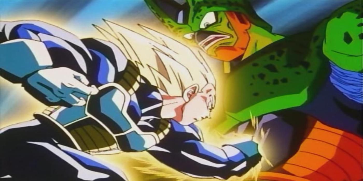 Vegeta Super Saiyan Second Grade Punches Imperfect Cell