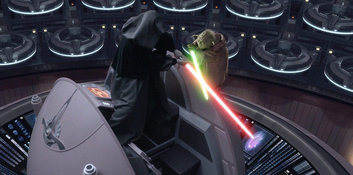 Yoda VS. Emperor Palpatine in Star Wars Revenge Of The Sith
