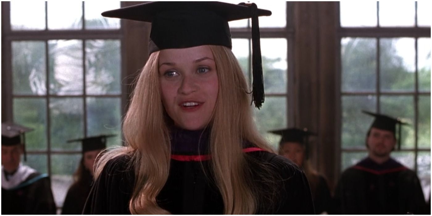 Reese Witherspoon as Elle Woods graduating in Legally Blonde