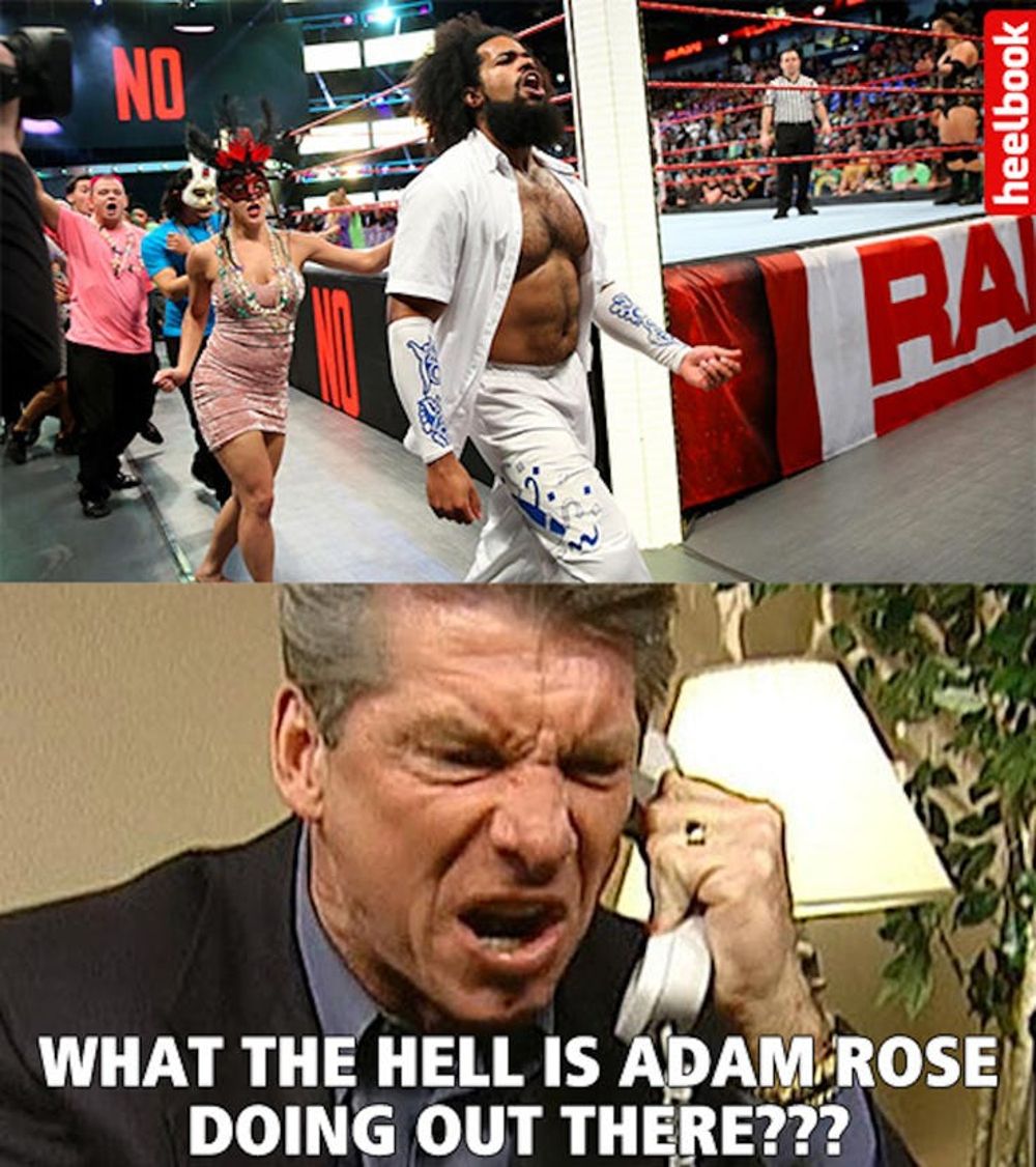 A meme showing Vince McMahon confusing No Way Jose with Adam Rose