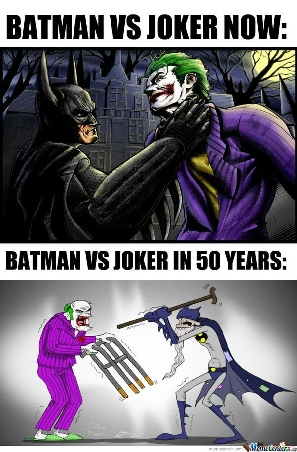 Elderly Batman and Joker