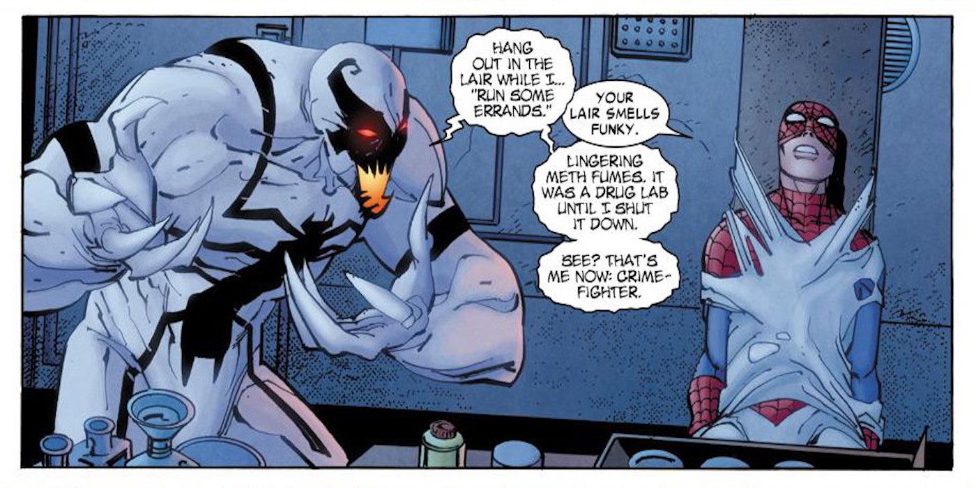 Anti-Venom traps Spider-Man in Marvel Comics.
