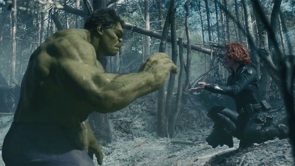 Avengers Age of Ultron scene with Black Widow and the Hulk the Suns getting real low