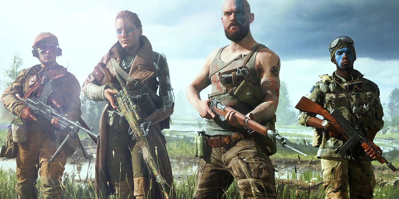 Four soldiers in battlefield V