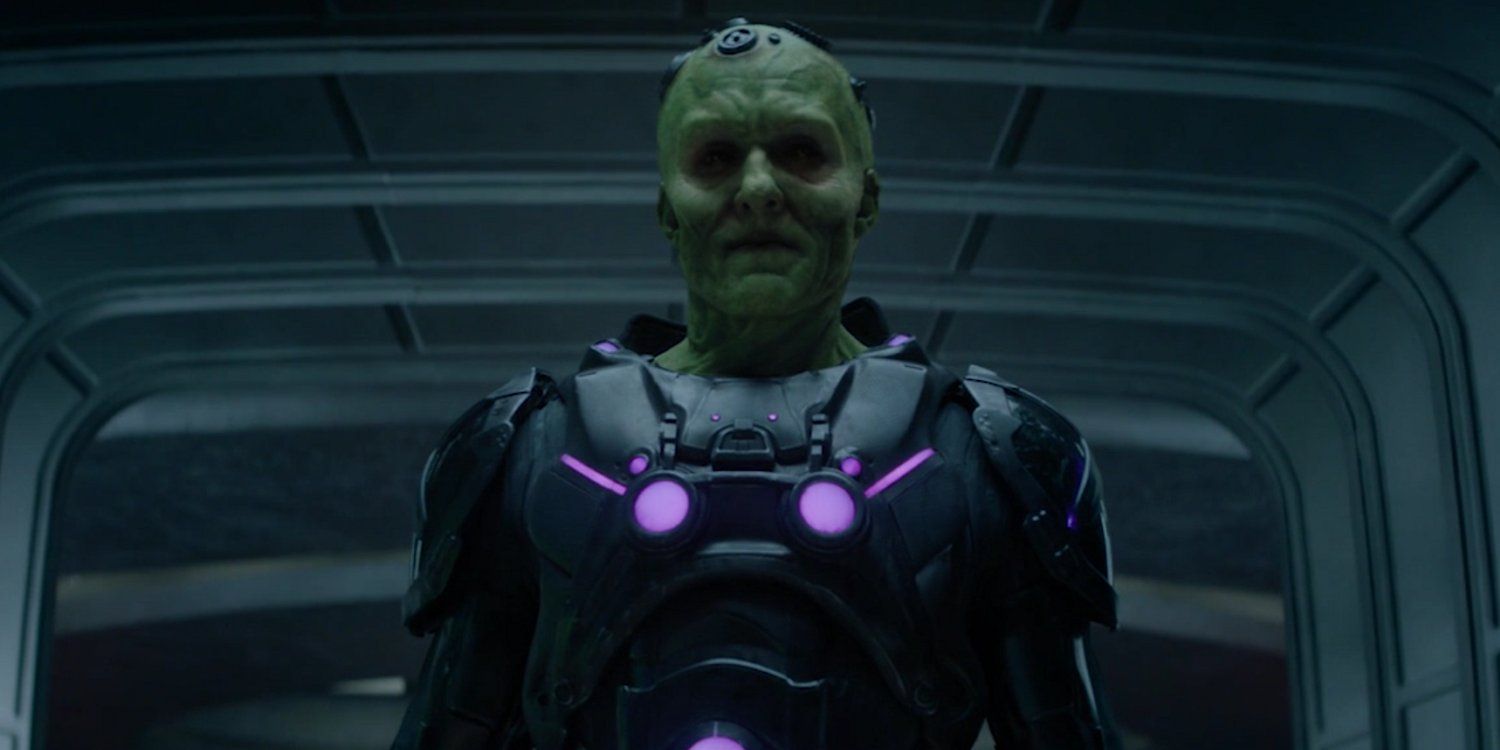 Brainiac standing still and smiling in Krypton