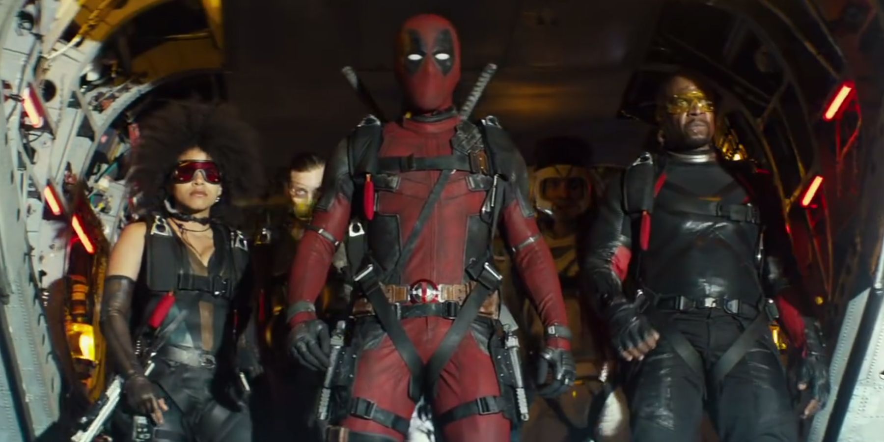 X-Force prepares to parachute in Deadpool 2.