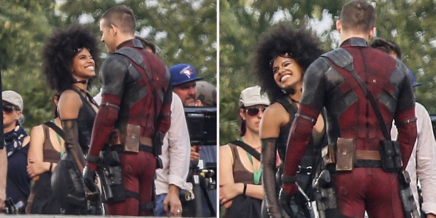 Deadpool 2 and Domino on-set