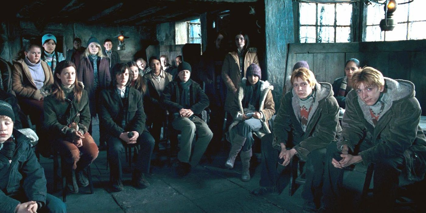 Dumbledore's Army gathers in the Hog's Head in Harry Potter and the Order of the Phoenix.