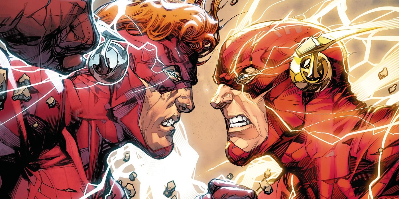 Wally West Flash facing off against Barry Allen from Flash War comic book