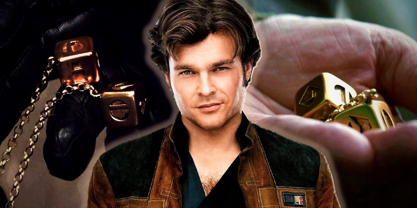 An image of Han Solo holding his lucky dice in Star Wars