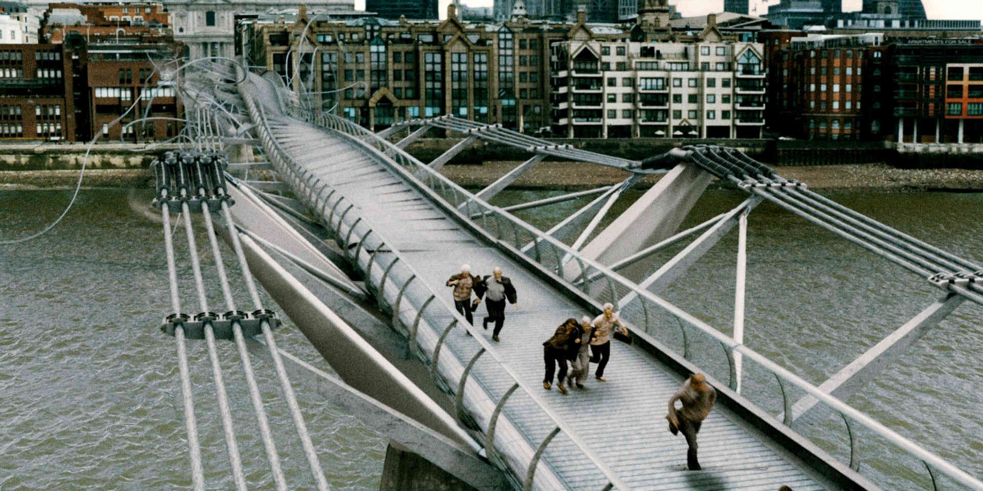 London's Millenium Bridge in Harry Potter and the Half-Blood Prince.