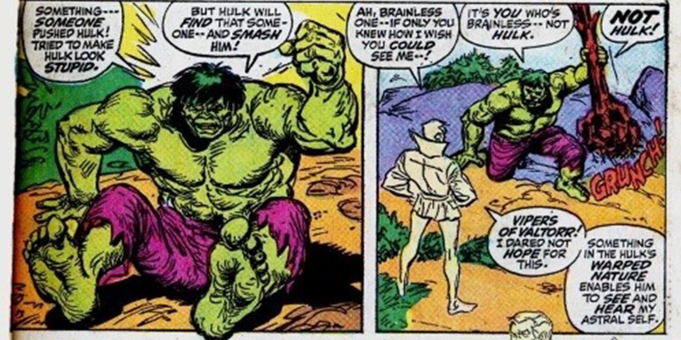 Hulk talking to ghostly Doctor Strange